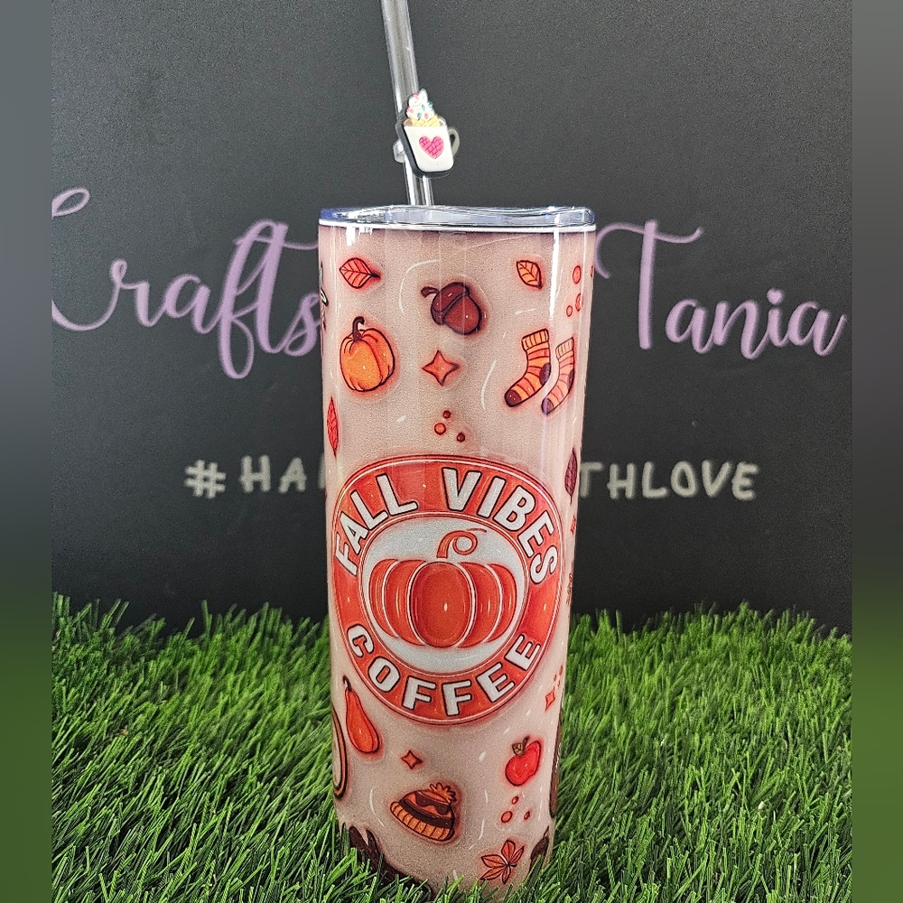 Custom Fall Vibes Handmade Tumbler